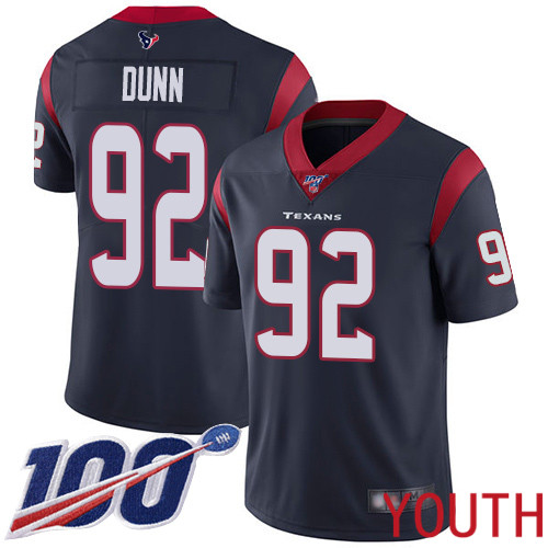 Houston Texans Limited Navy Blue Youth Brandon Dunn Home Jersey NFL Football #92 100th Season Vapor Untouchable